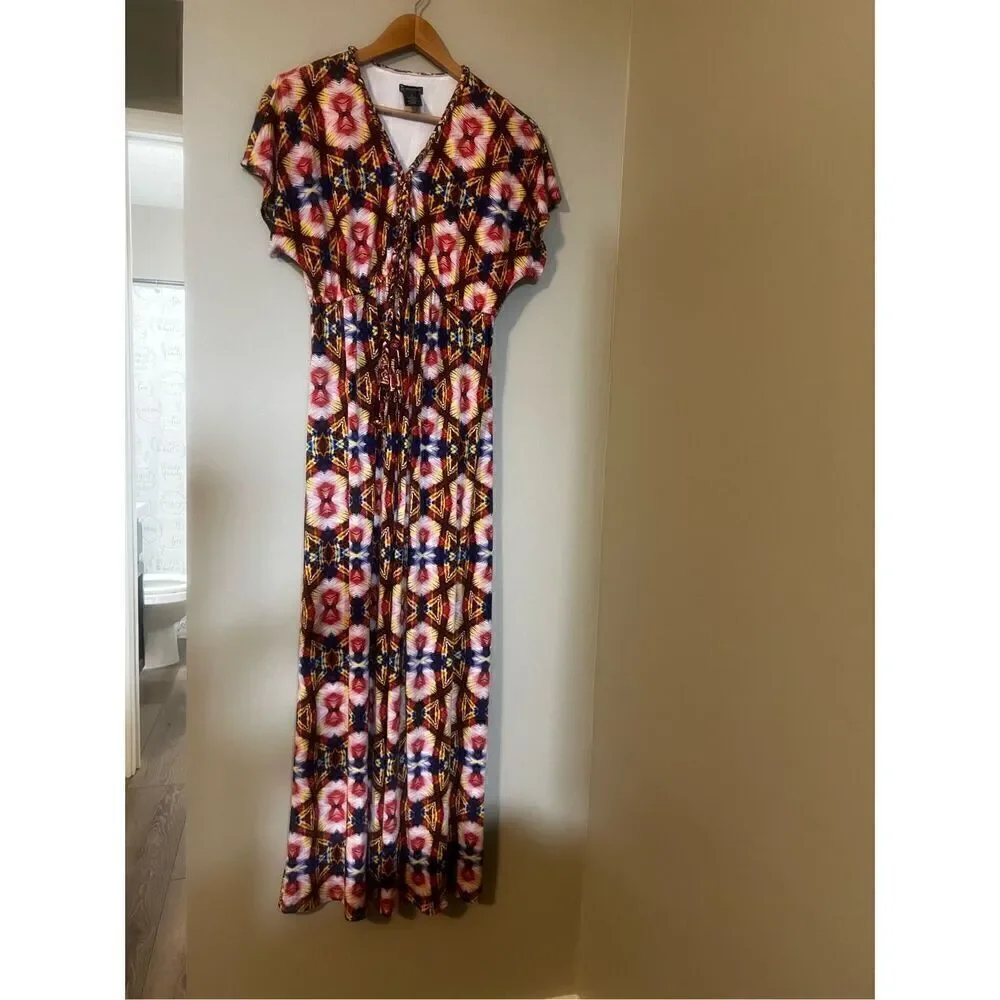 New Directions Women’s Size 12 Tribal Aztec Southwestern Midi Dress NWOT